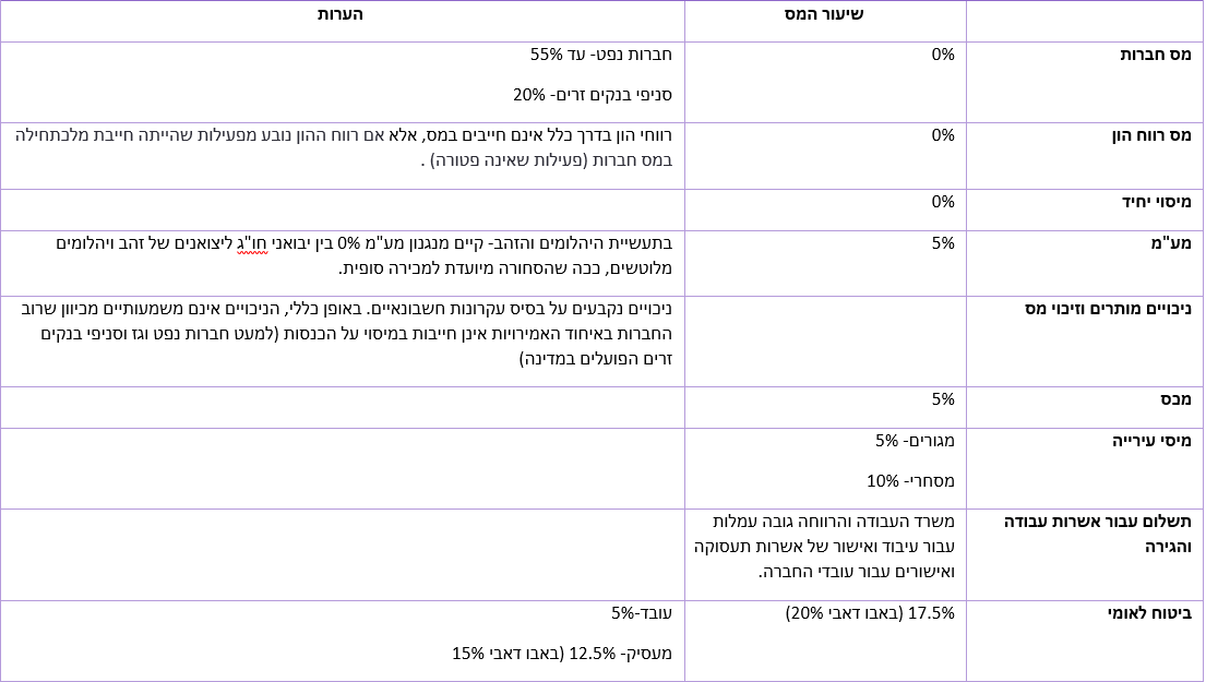 סיכום היבטי המס