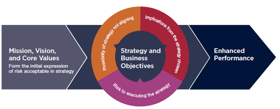 5 עקרונות: סיכוני ממשל תאגידי, סיכונים אסטרטגיים, סיכוני ביצוע, סיכוני תקשור מידע וסיכונים הנוגעים לניטור מערכת ניהול הסיכונים של הארגון.